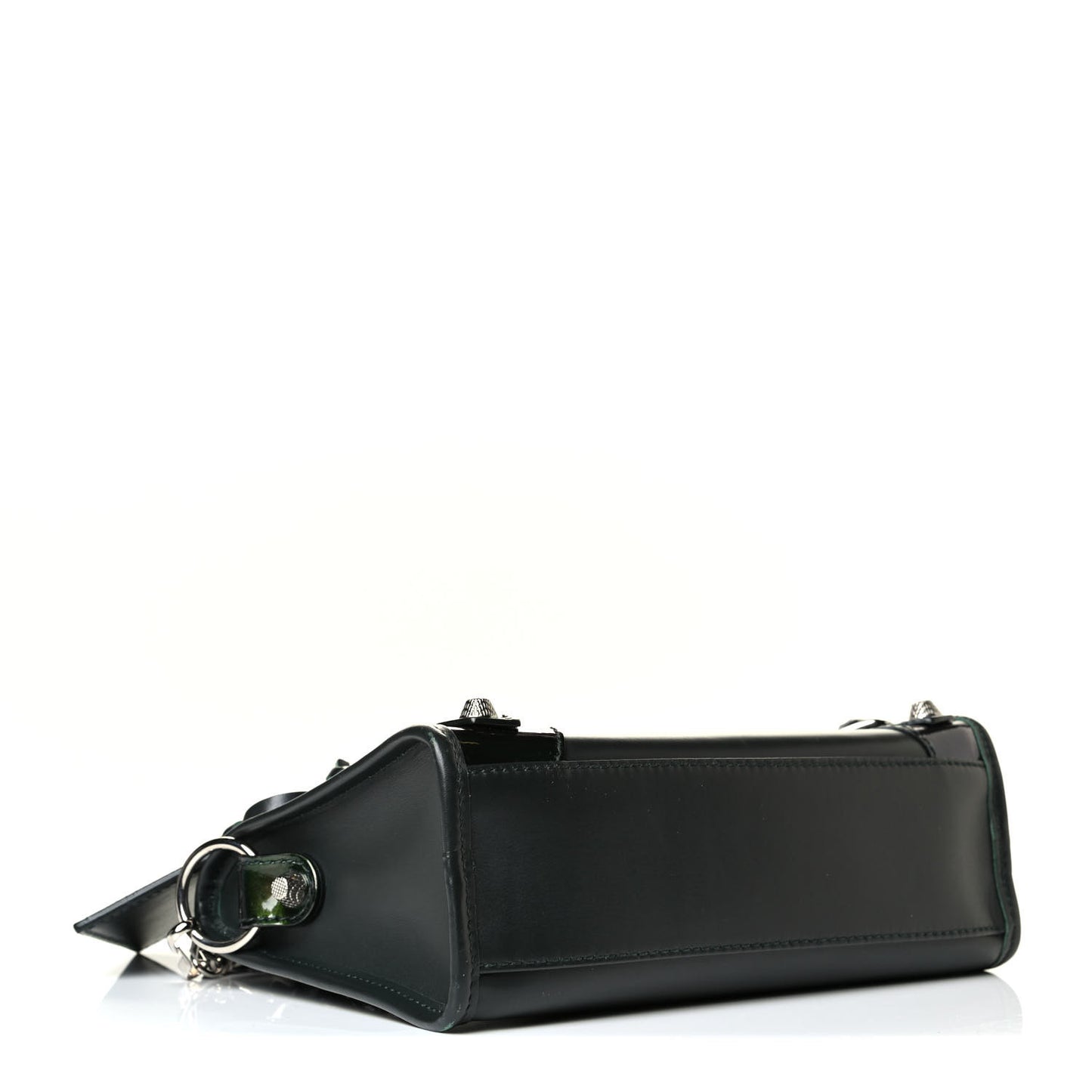 Smooth Calfskin Metallic Patent Giant 12 Silver Hardware Mini City Vert Poker Fonce