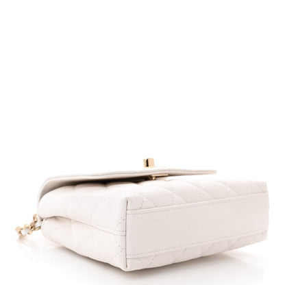 Chanel Caviar Quilted Coco Handle Clutch With Chain White 4 of 11