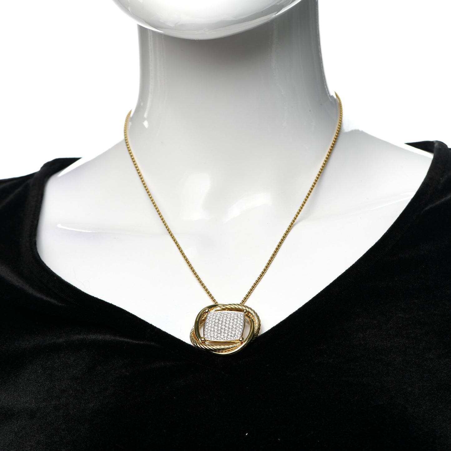 18k Yellow Gold Diamond 32mm Infinity Pendant Necklace