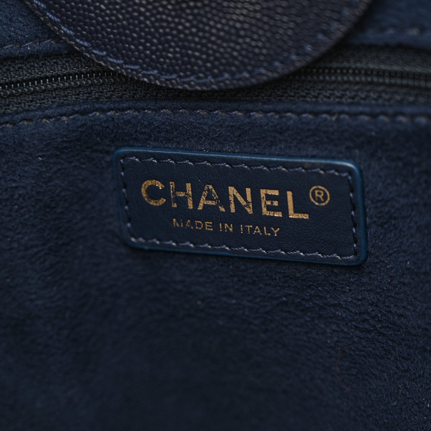 Caviar Small Studded Deauville Tote Navy