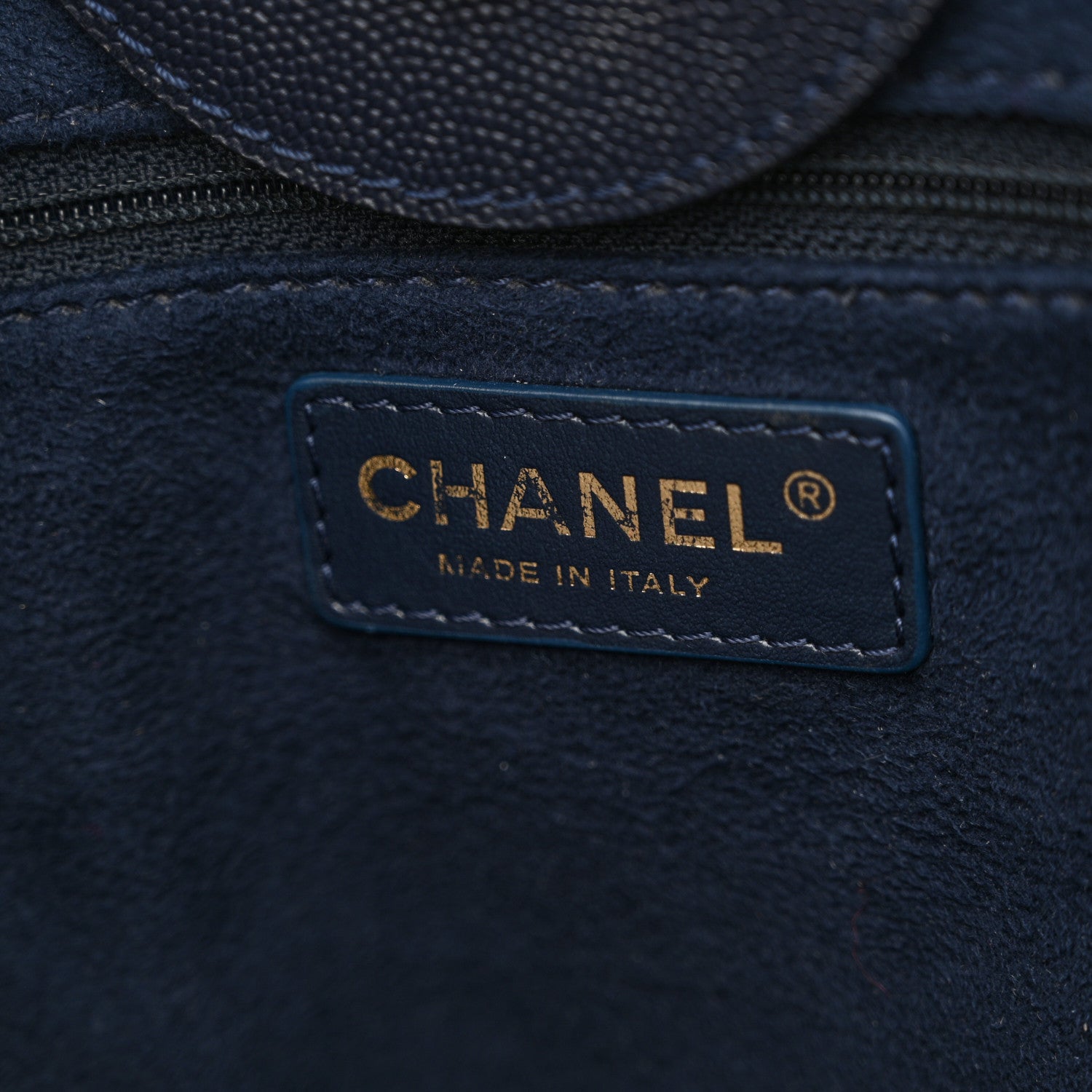 Chanel Caviar Small Studded Deauville Tote Navy 6 of 15