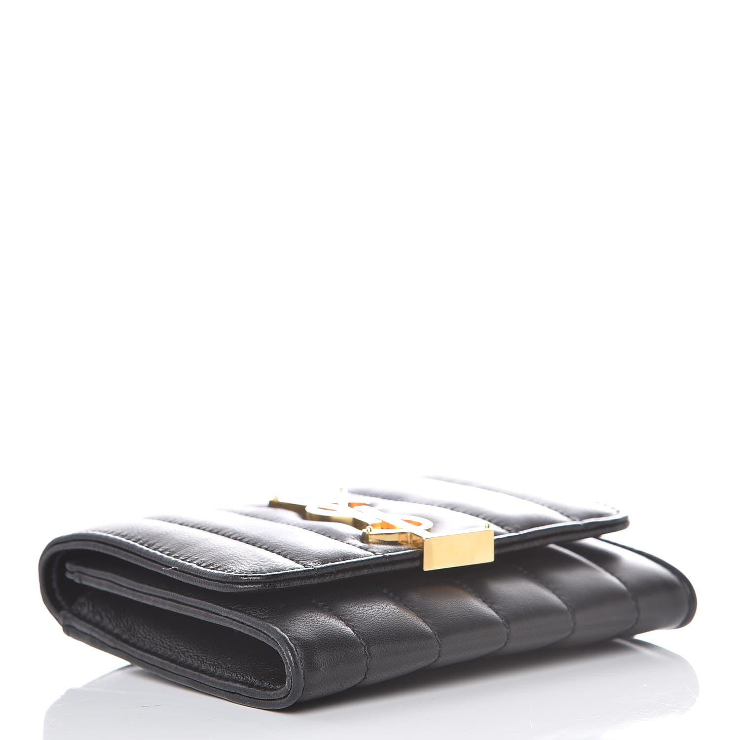 Saint Laurent Lambskin Matelasse Monogram Vicky Tri-Fold Wallet Black 4 of 7