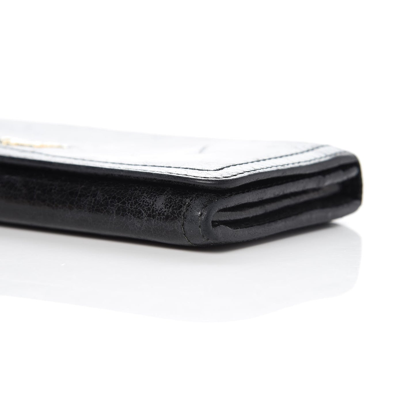 Vitello Shine Zip Flap Wallet Black