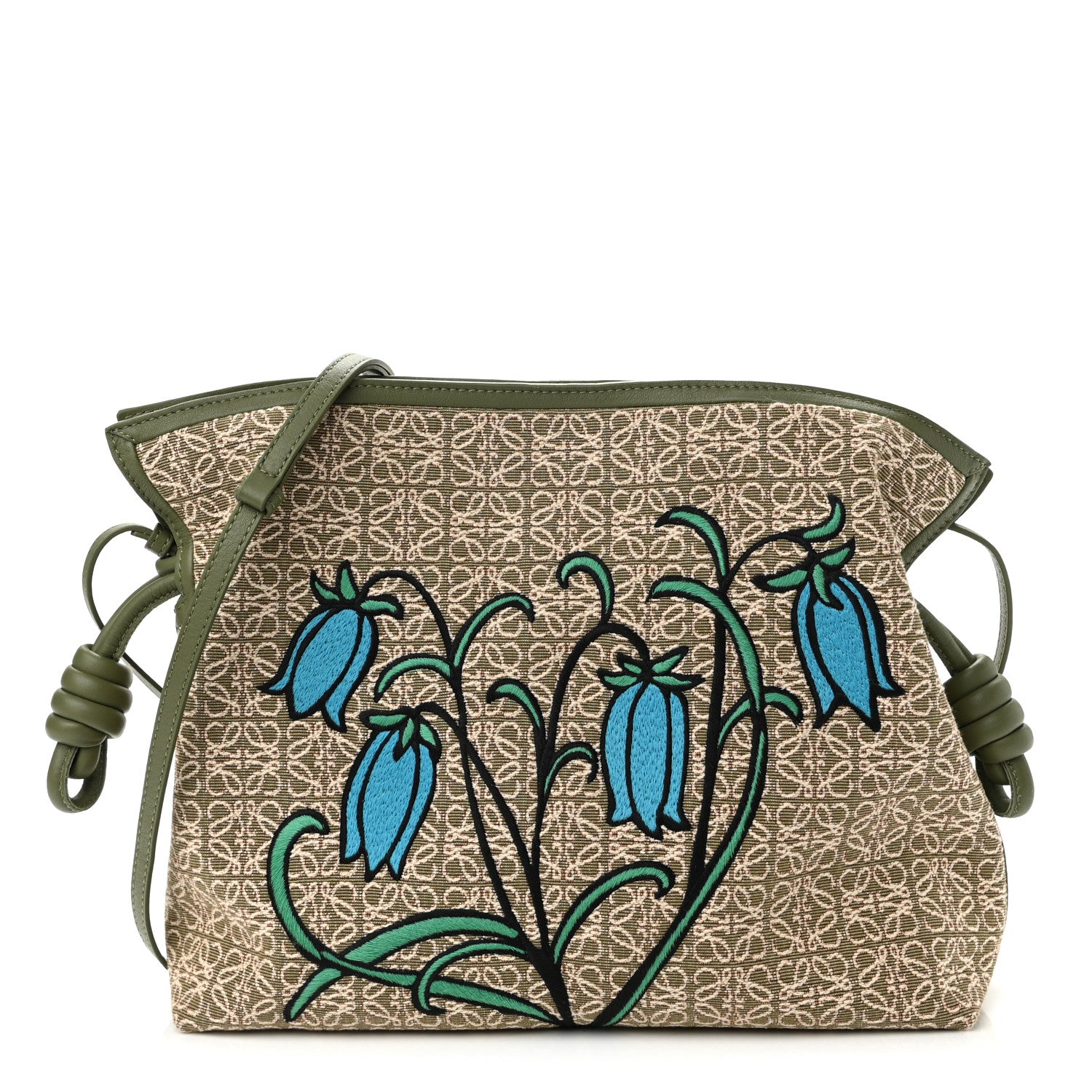 Loewe Canvas Calfskin Flamenco Knot Bag Green 1 of 10