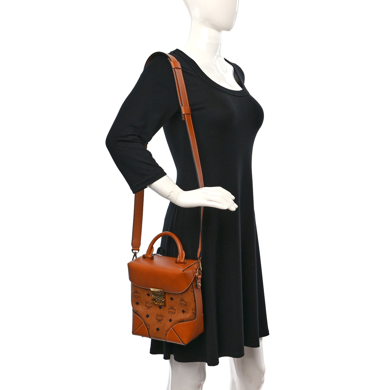 MCM Visetos Small Soft Berlin Crossbody Cognac 2 of 9