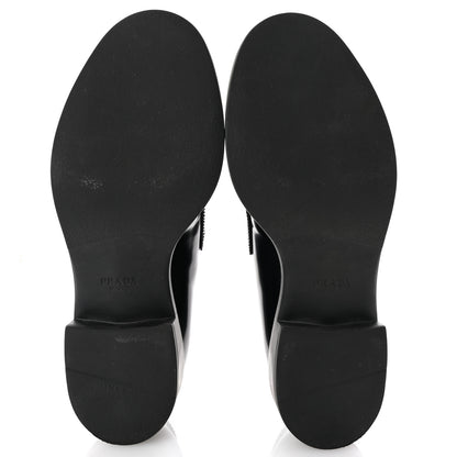 Prada Spazzolato Metal Triangle Logo 50mm Loafers 39 Black 6 of 10