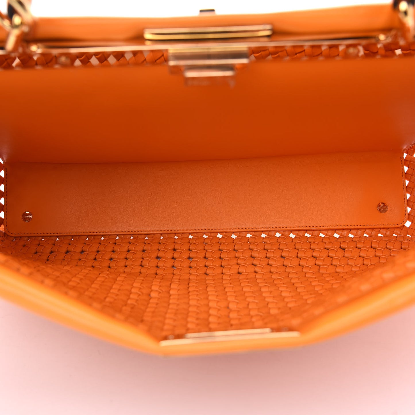 Nappa Woven Large Peekaboo Iconic Satchel Clementine
