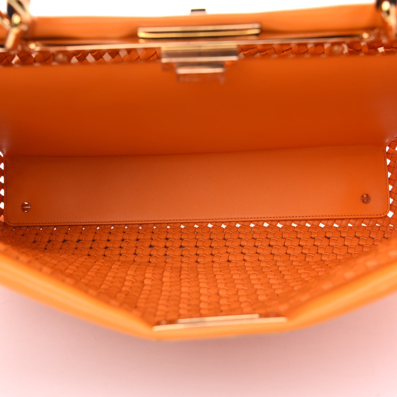 Fendi Nappa Woven Large Peekaboo Iconic Satchel Clementine 5 of 9