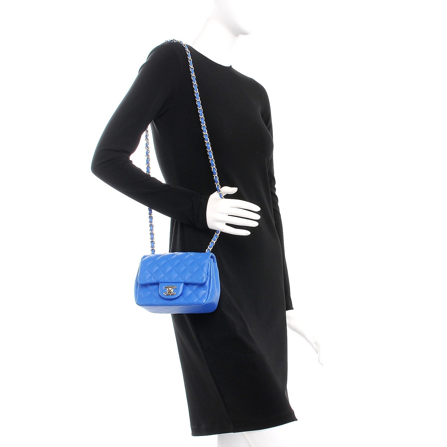 Lambskin Quilted Mini Square Flap Blue