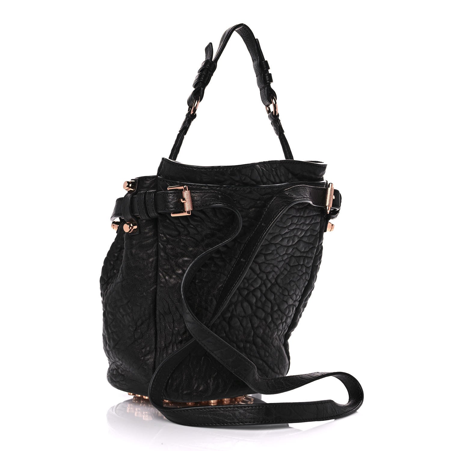 Alexander Wang Pebbled Lambskin Diego Bucket Black Rose Gold Hardware 3 of 8