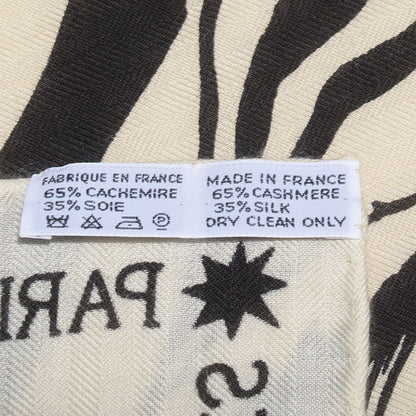 Hermes Cashmere Silk Zebra Pegasus Shawl 140 White Black Naturel 5 of 5