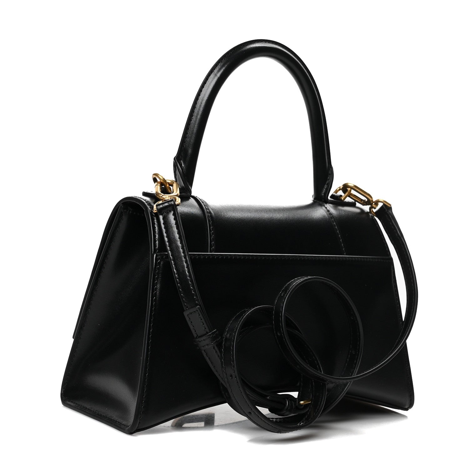 Balenciaga Shiny Box Calfskin Small Hourglass Top Handle Bag Black 3 of 6