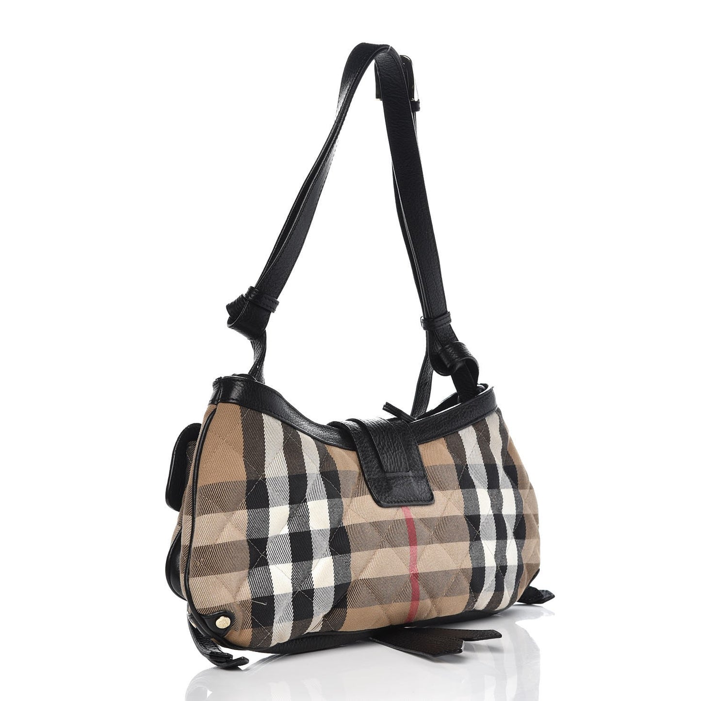 House Check Quilted Shoulder Bag Black