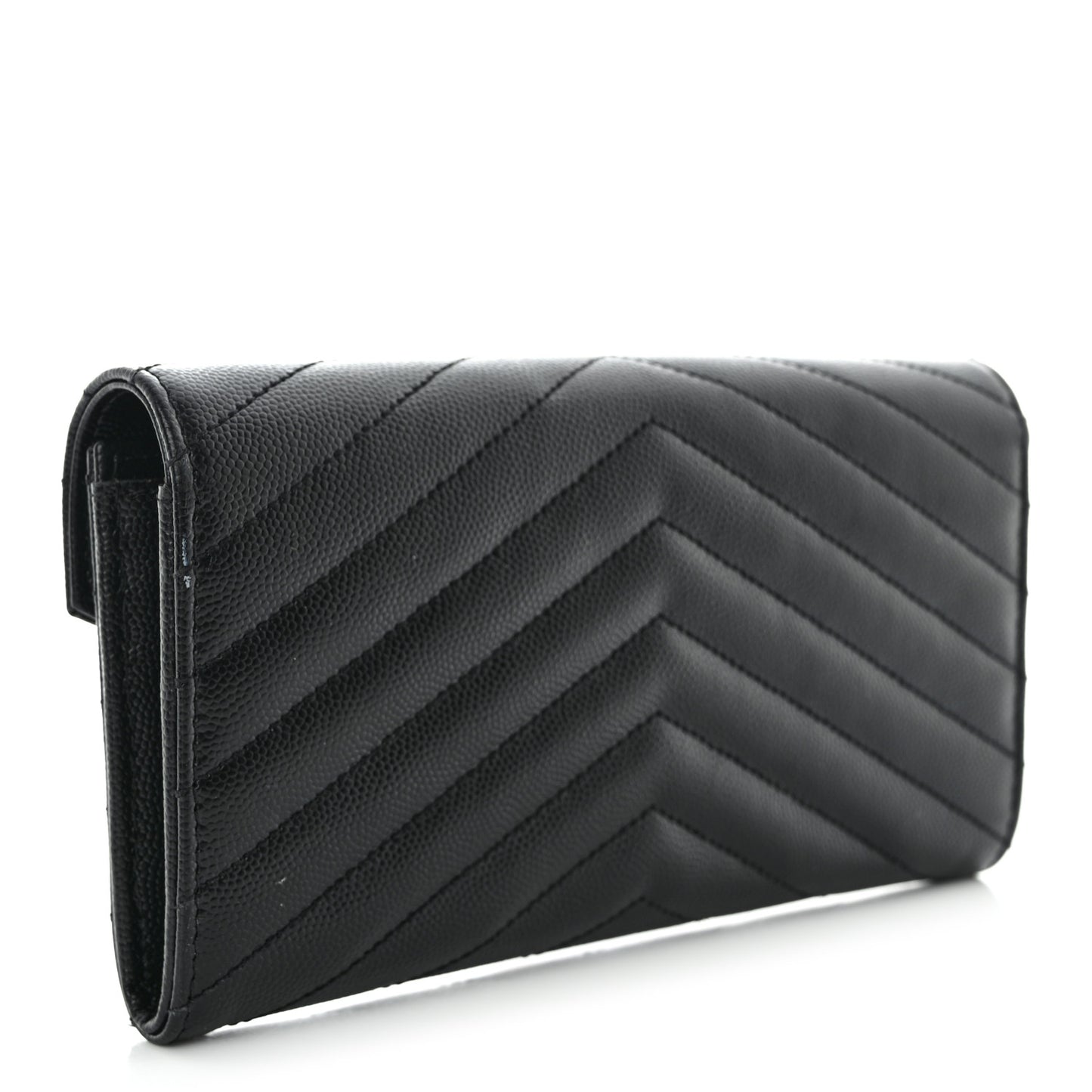 Grain De Poudre Matelasse Chevron Monogram Flap Wallet Black