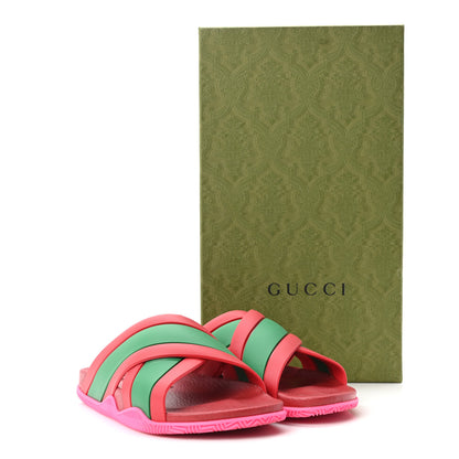Gucci Rubber Web Womens Criss Cross Slide Sandals 36 Coral New Shamarock 9 of 9