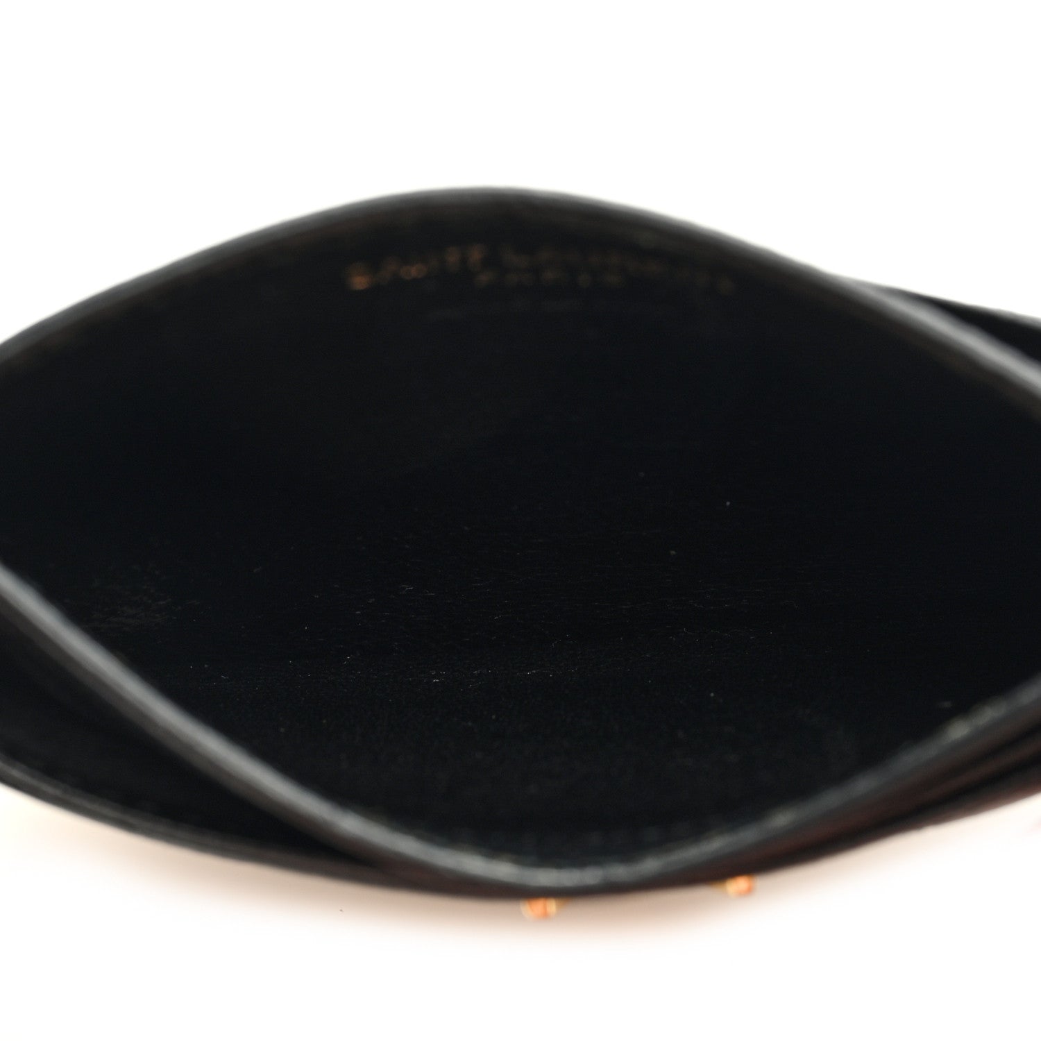 Saint Laurent Grain De Poudre Matelasse Chevron Monogram Credit Card Case Black 5 of 8