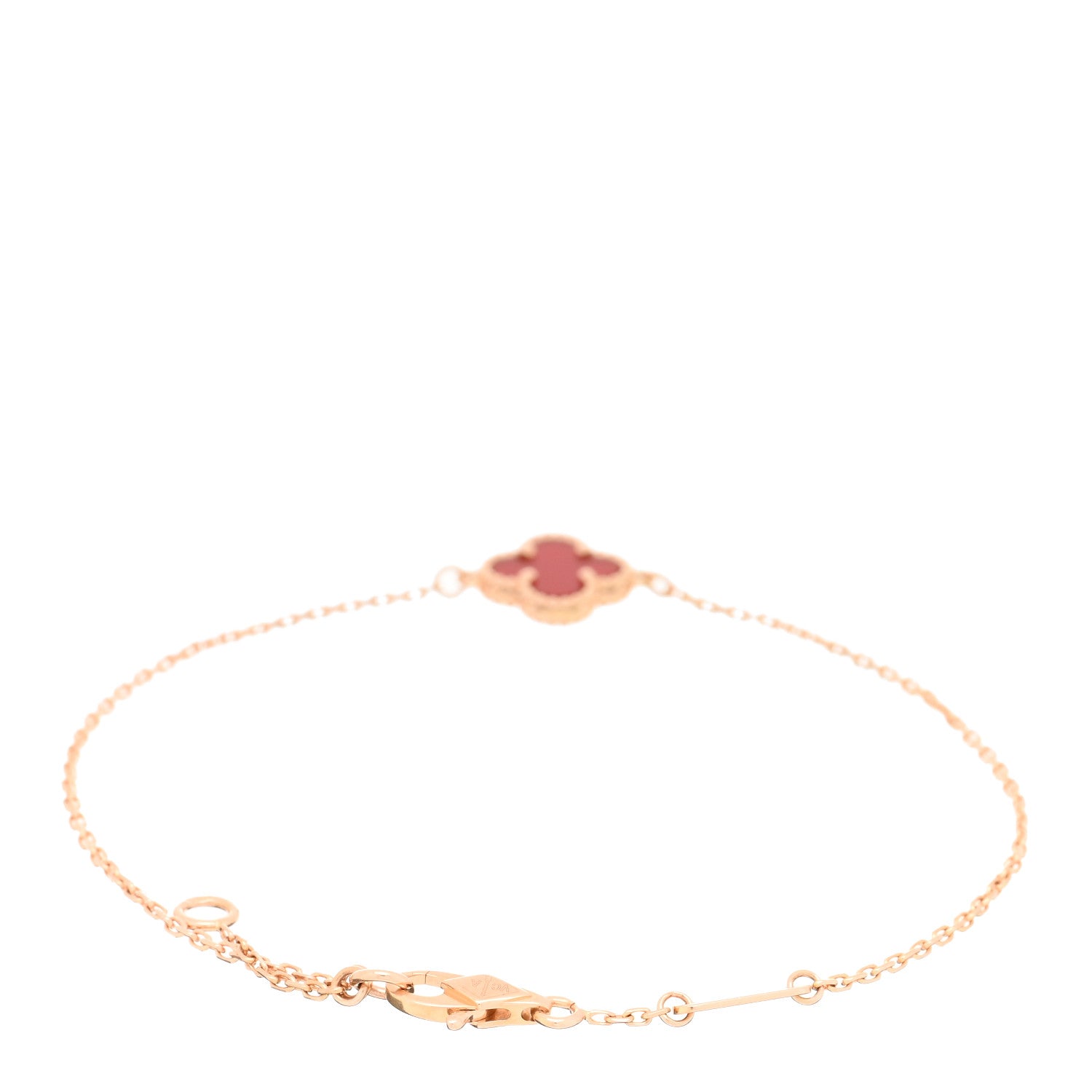 Van Cleef & Arpels 18K Rose Gold Carnelian Sweet Alhambra Bracelet 2 of 3