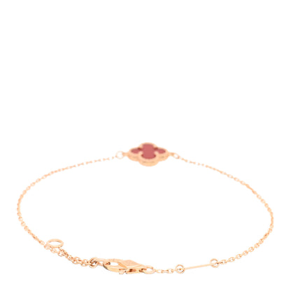 Van Cleef & Arpels 18K Rose Gold Carnelian Sweet Alhambra Bracelet 2 of 3