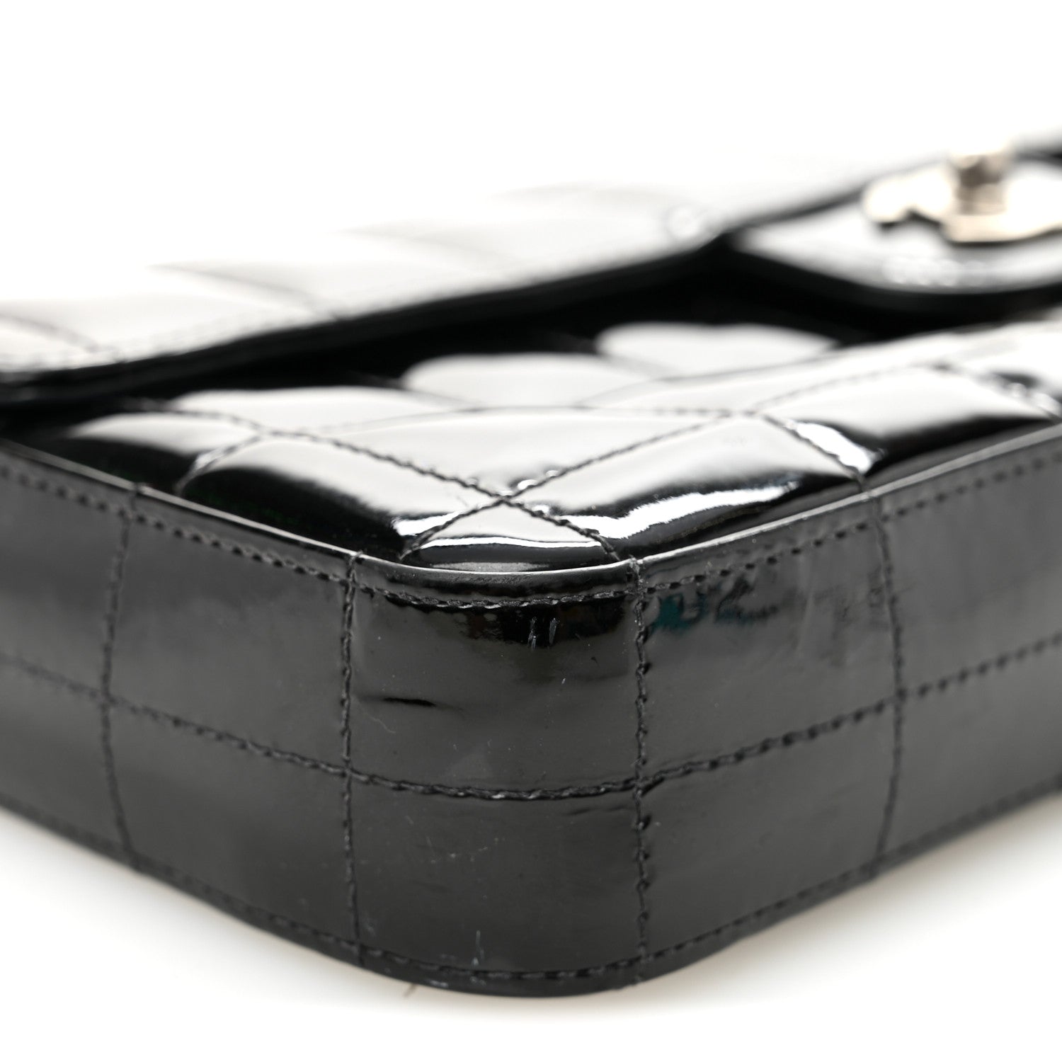 Chanel Patent Quilted East West Chocolate Bar Flap Black 1878713