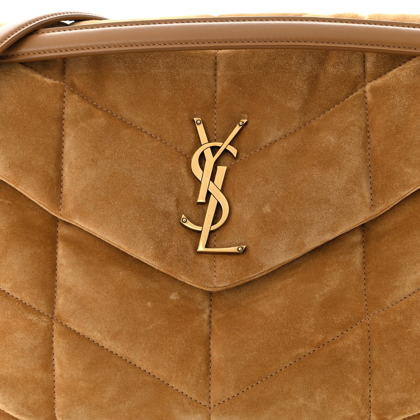 Suede Calfskin Quilted Medium Loulou Puffer Monogram Chain Satchel Cinnamon