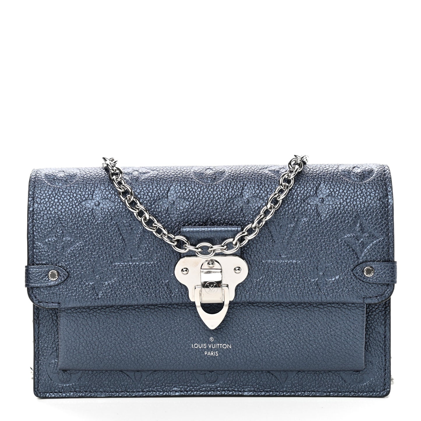 Metalli Empreinte Monogram Vavin Chain Wallet Navy Nacre
