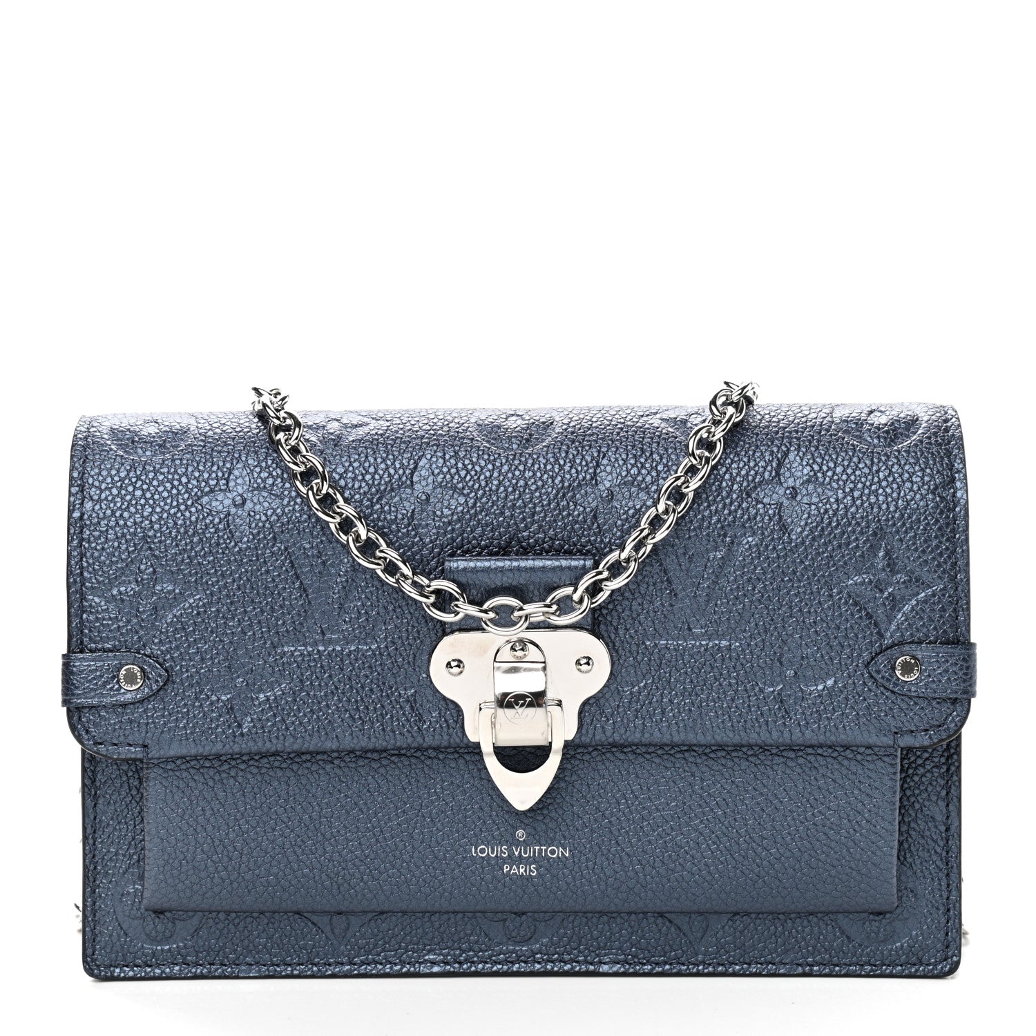 Louis Vuitton Metalli Empreinte Monogram Vavin Chain Wallet Navy Nacre 1 of 8
