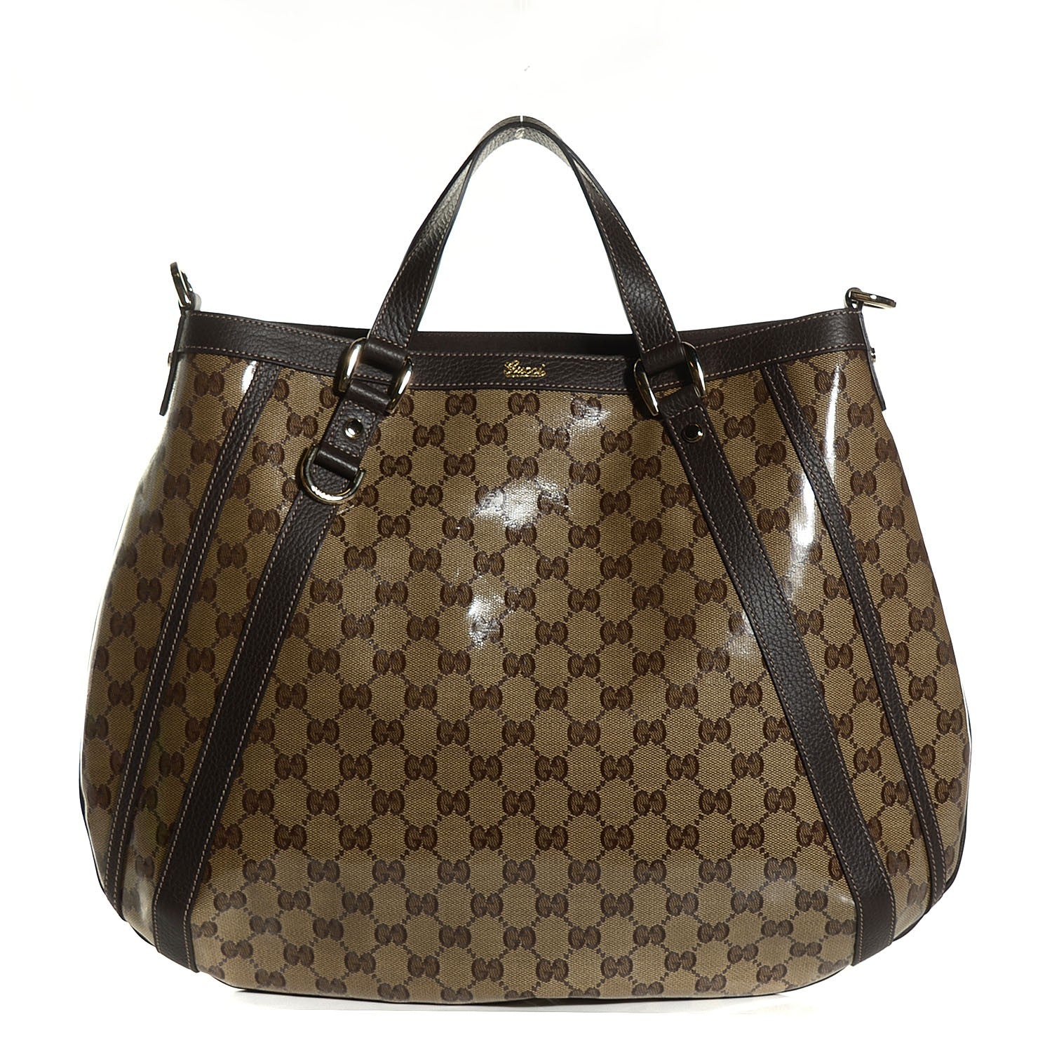 Gucci Crystal Monogram Medium Abbey Convertible Tote Dark Brown 1 of 9