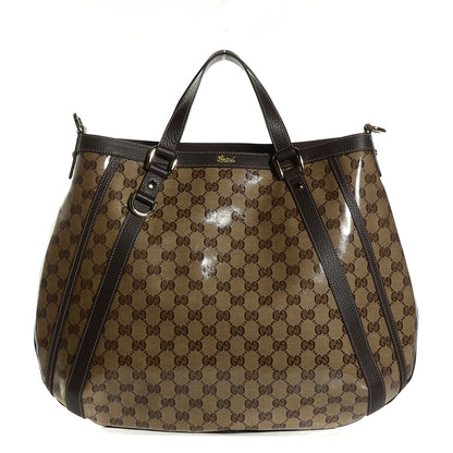 Gucci Crystal Monogram Medium Abbey Convertible Tote Dark Brown 1 of 9