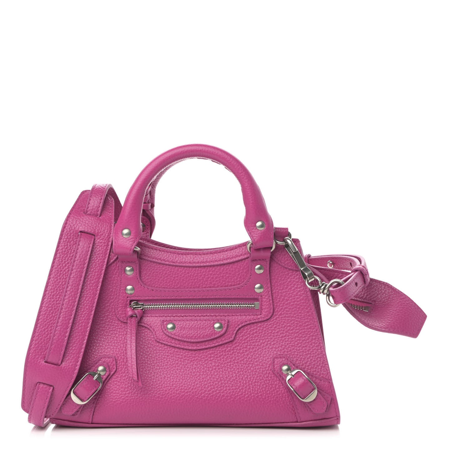 Grained Calfskin Neo Classic Silver Hardware Mini City Fuchsia