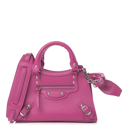Balenciaga Grained Calfskin Neo Classic Silver Hardware Mini City Fuchsia 1 of 13