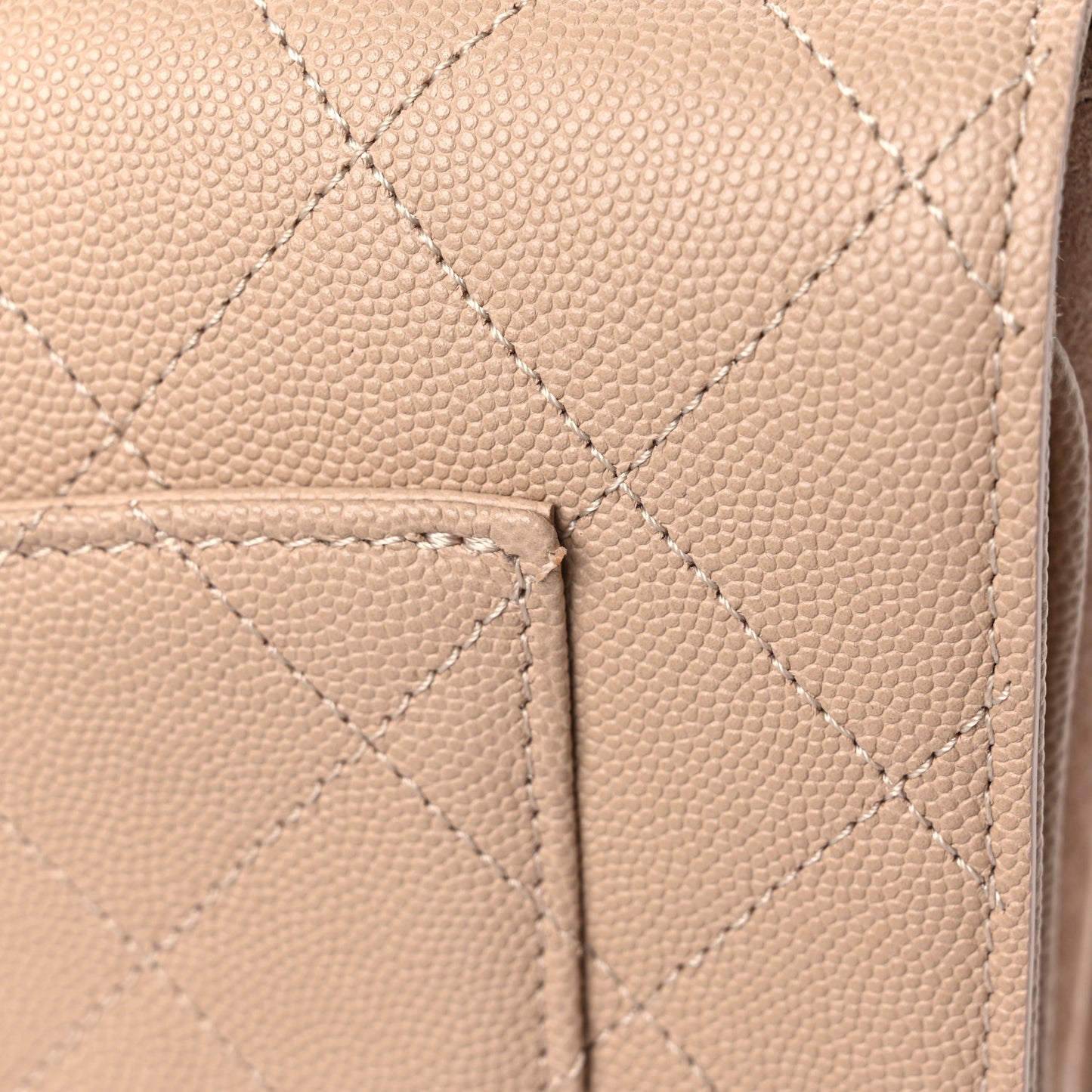 Caviar Suede Stitched Lady Coco Flap Beige