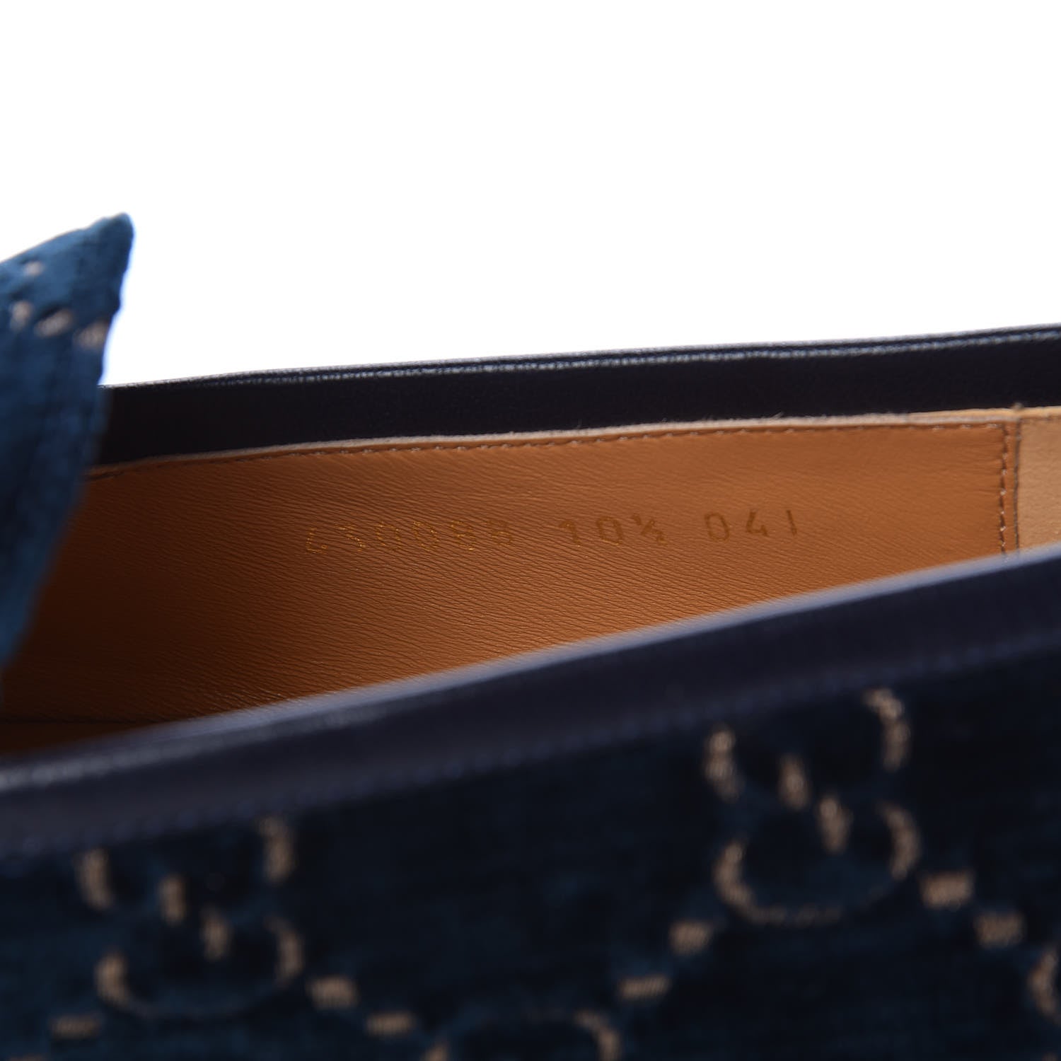 Gucci Velvet GG Monogram Horsebit Mens Jordaan Loafers 10.5 Blue Beige 5 of 11