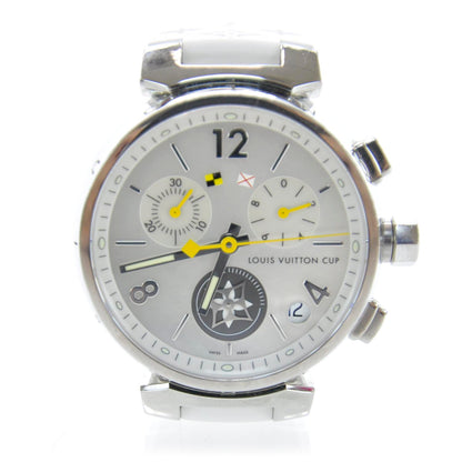 Louis Vuitton Stainless Steel Rubber Mother of Pearl 28mm Tambour Lovely Cup Quartz Watch 1 of 7