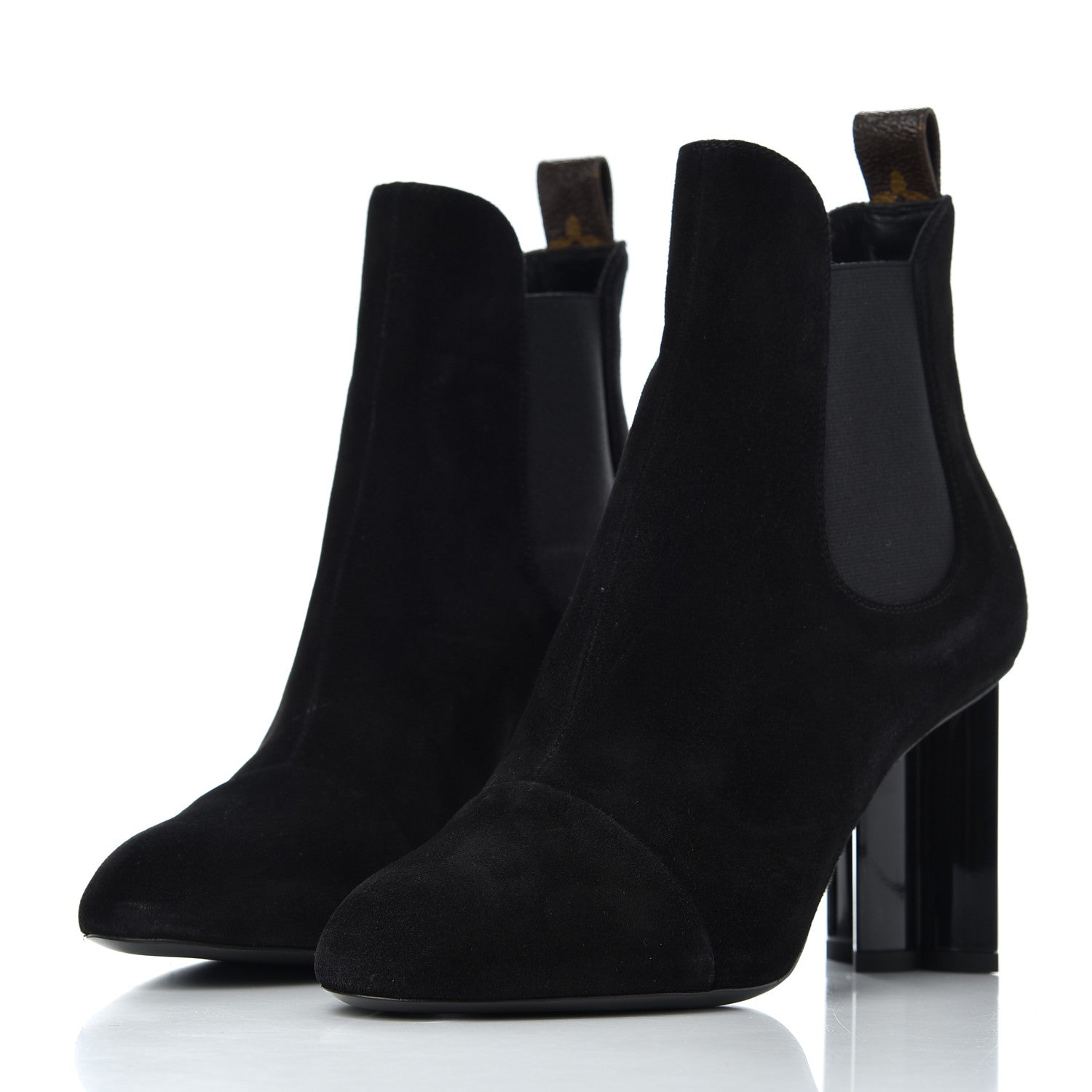Louis Vuitton Suede Monogram Uniformes Cap Toe Chelsea 80mm Ankle Boots 38.5 Black 3 of 13
