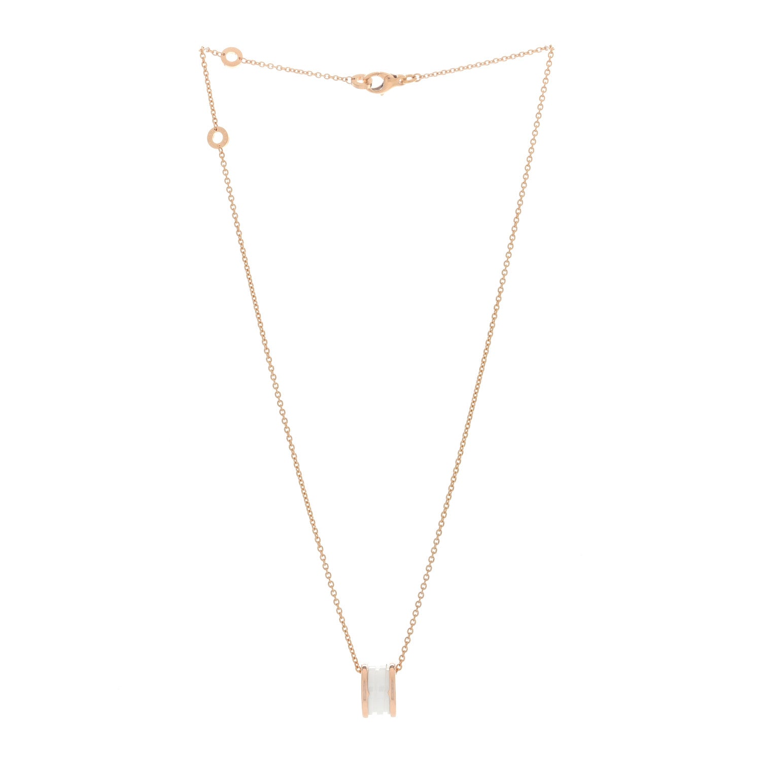 Bulgari 18K Rose Gold White Ceramic B.Zero1 Pendant Necklace 2 of 4