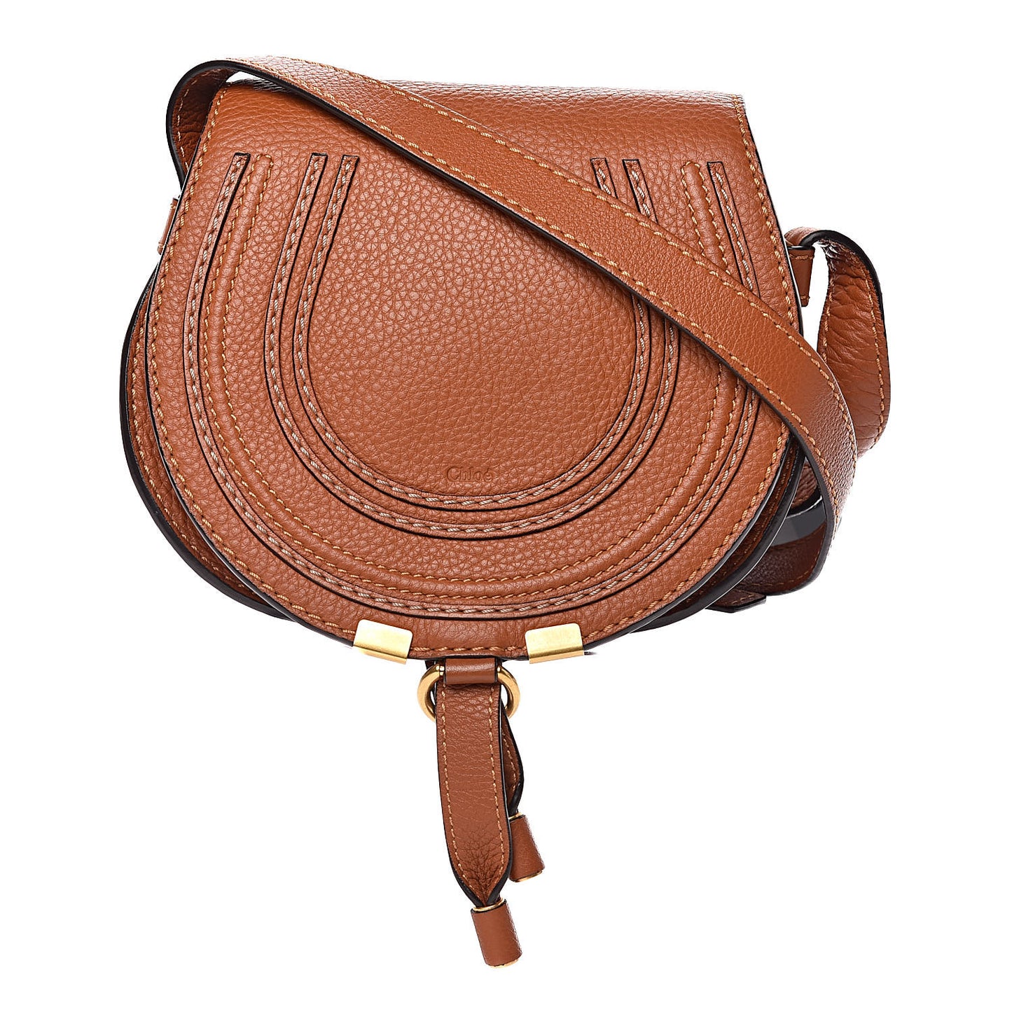 Calfskin Mini Marcie Round Crossbody Bag Tan
