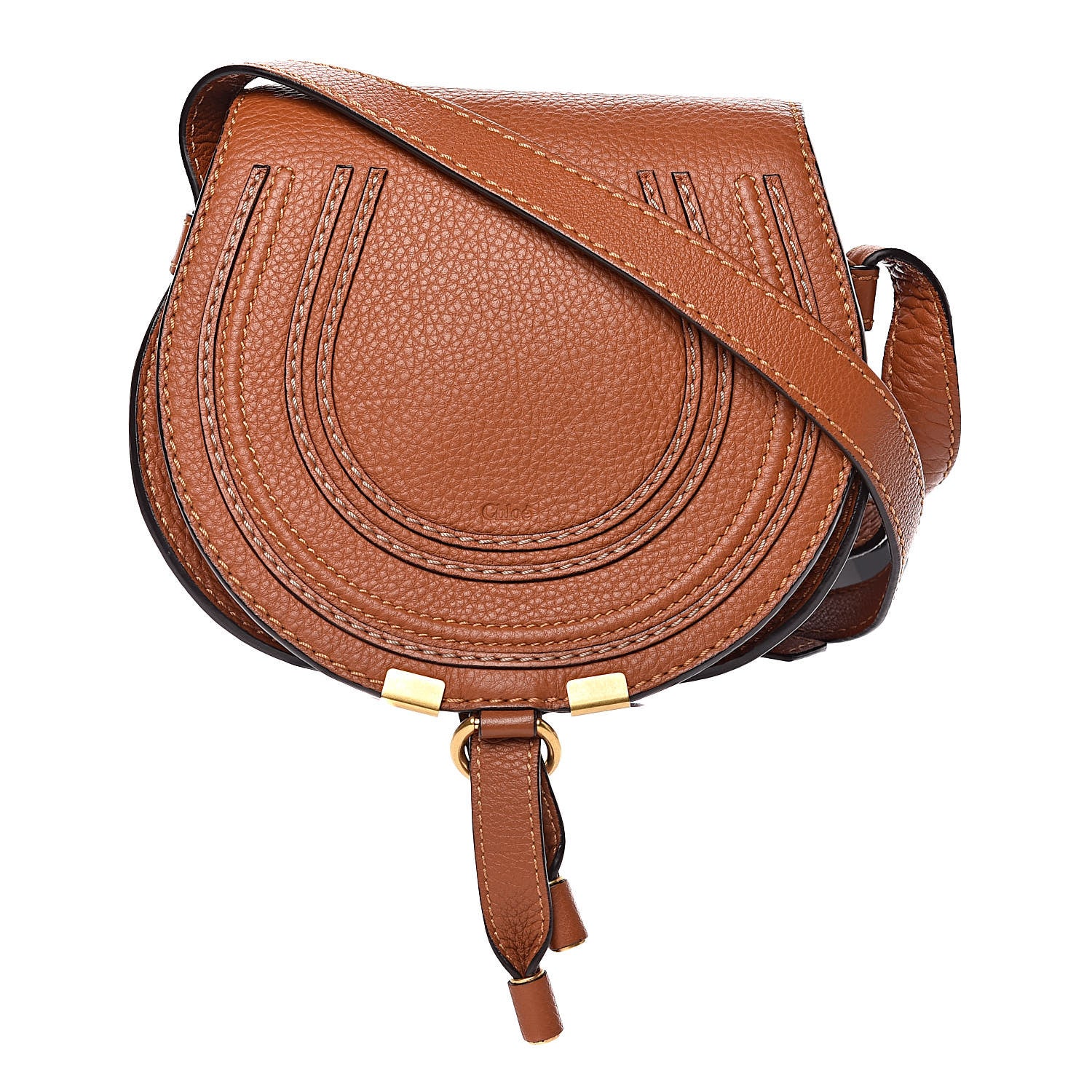 Chloe Calfskin Mini Marcie Round Crossbody Bag Tan 1 of 10