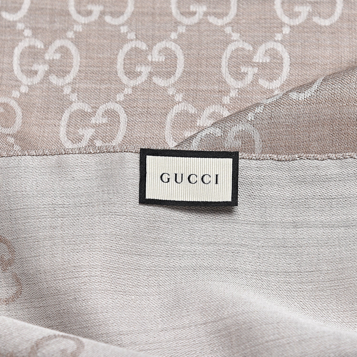 Gucci Wool Silk GG Monogram GGNat Plus Scarf Sand 5 of 5