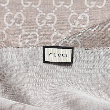 Gucci Wool Silk GG Monogram GGNat Plus Scarf Sand 5 of 5