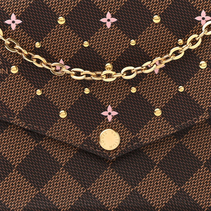 Louis Vuitton Damier Ebene Studded Pochette Felicie Chain Wallet 8 of 10