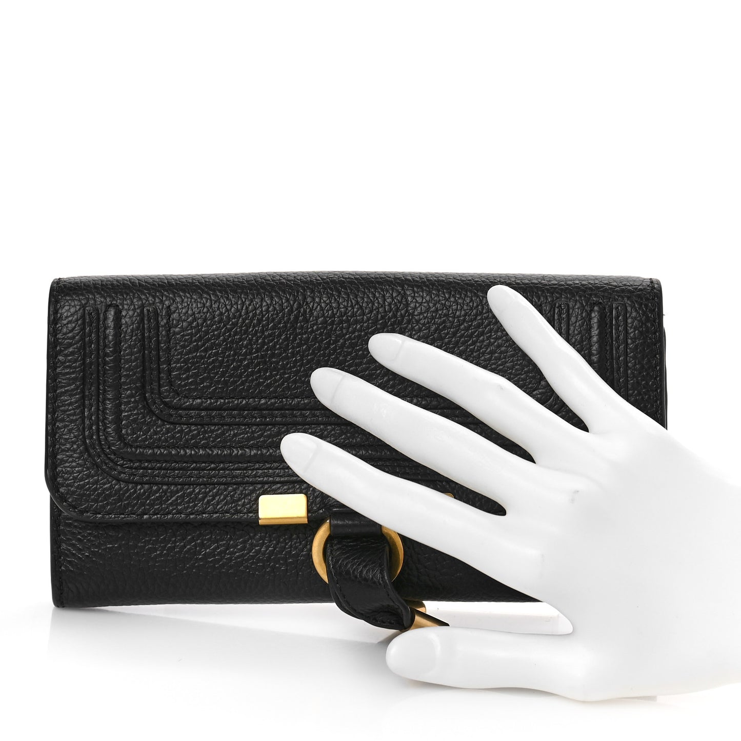 Calfskin Marcie Continental Flap Wallet Black