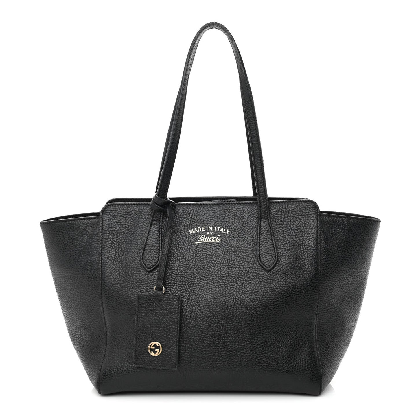 Pebbled Calfskin Small Swing Tote Black