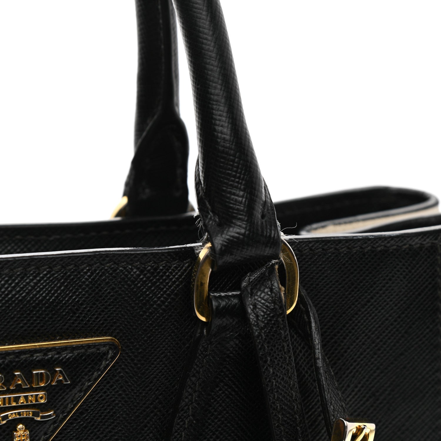 Prada Saffiano Small Galleria Double Zip Tote Black Talco 10 of 13