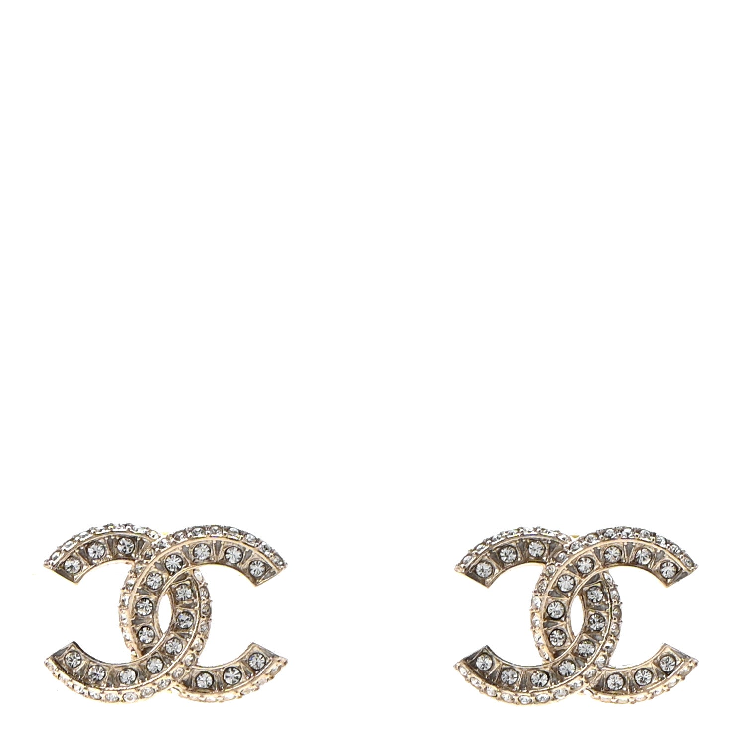 Chanel Crystal Timeless CC Earrings Light Gold 1 of 4