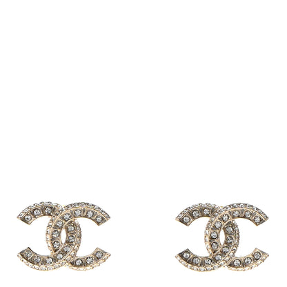 Chanel Crystal Timeless CC Earrings Light Gold 1 of 4