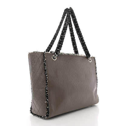 Chanel Glazed Calfskin Tweed Tweedy Shopping Tote Brown 3 of 11