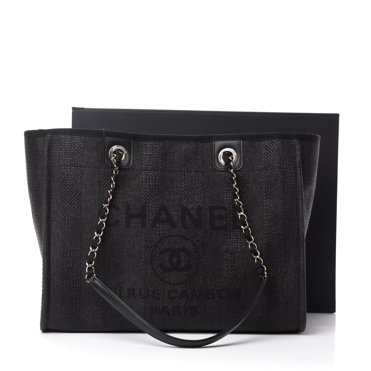 Chanel Mixed Fibers Calfskin Small Deauville Tote Black 13 of 13