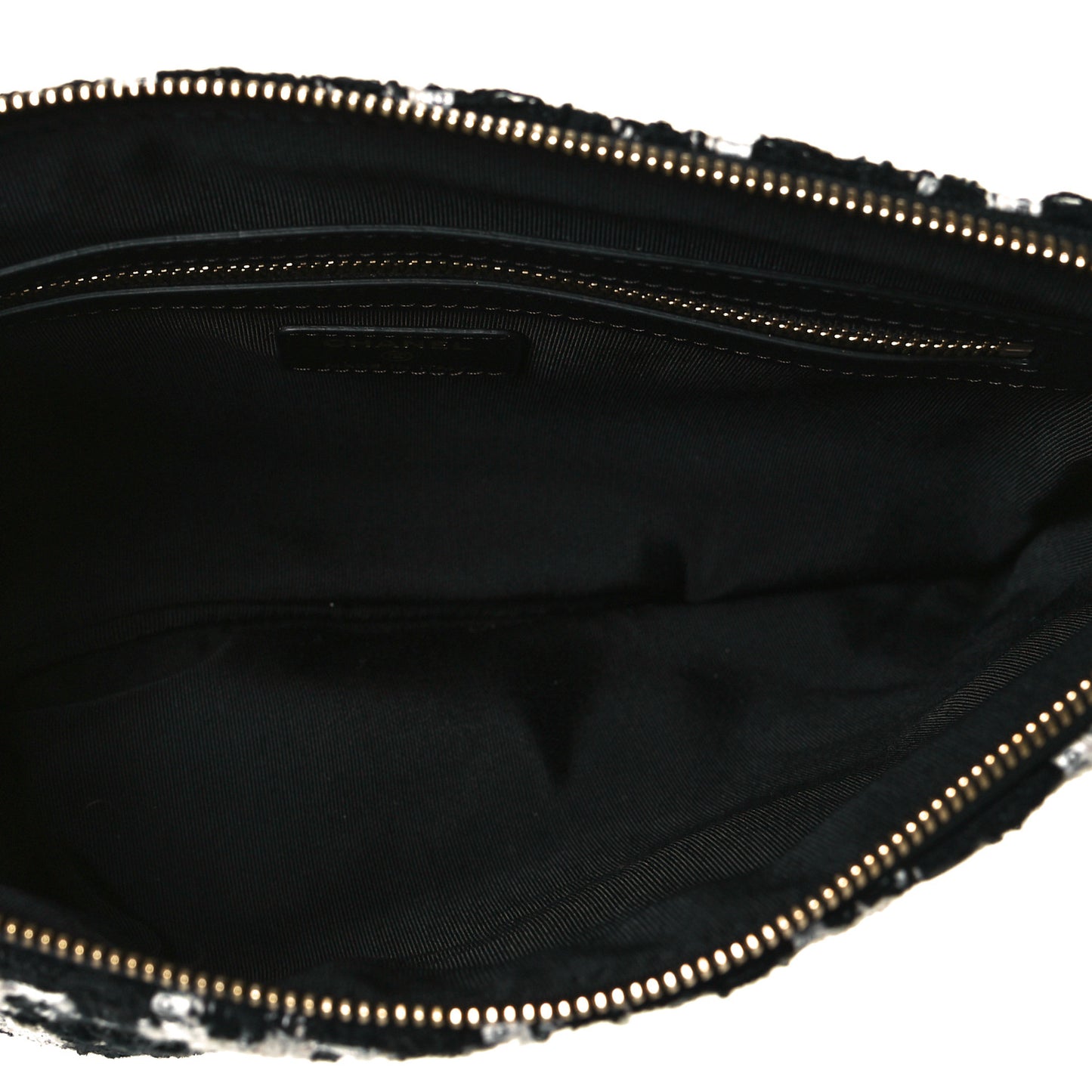 Tweed Quilted Medium Cosmetic Pouch Black Ecru White