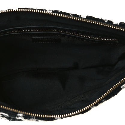 Chanel Tweed Quilted Medium Cosmetic Pouch Black Ecru White 4 of 8