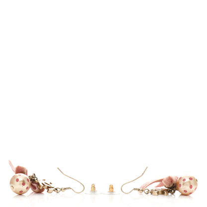 Chanel Metal Enamel CC Bow Drop Earrings Pink Gold 3 of 4